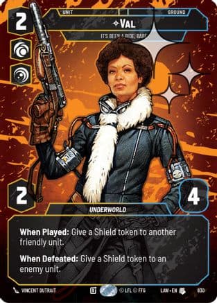 Val - It's Been a Ride, Babe (Prestige Foil) — A Lawless Time Star Wars: Unlimited card by Vincent Dutrait