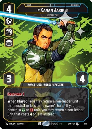 Kanan Jarrus - Spectre One (Prestige Foil) — A Lawless Time Star Wars: Unlimited card by Vincent Dutrait