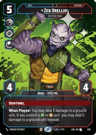 Zeb Orellios - Spectre Four (Prestige Foil) — A Lawless Time Star Wars: Unlimited card by Vincent Dutrait