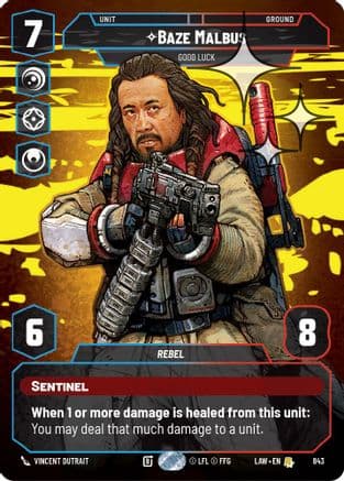 Baze Malbus - Good Luck (Prestige Foil) — A Lawless Time Star Wars: Unlimited card by Vincent Dutrait