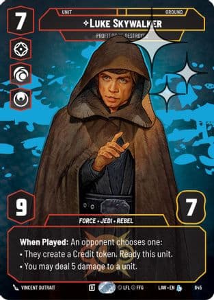 Luke Skywalker - Profit or Be Destroyed (Prestige Foil) — A Lawless Time Star Wars: Unlimited card by Vincent Dutrait