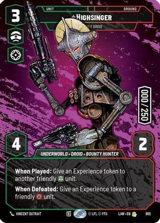 Highsinger - Deadly Droid (Serialized) — A Lawless Time Star Wars: Unlimited card by Vincent Godfrey