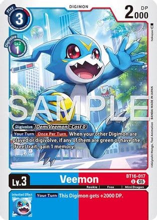Veemon - BT16-017 (Reprint) — Advanced Booster Digimon Generation