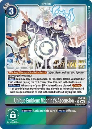Unique Emblem: Machina's Ascension (Store Tournament 2026 Vol. 2 Winner Pack) — Digimon Promotion Cards