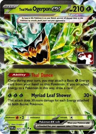 Teal Mask Ogerpon ex - 025/167 (Prize Pack Series 7) — Prize Pack Series Cards