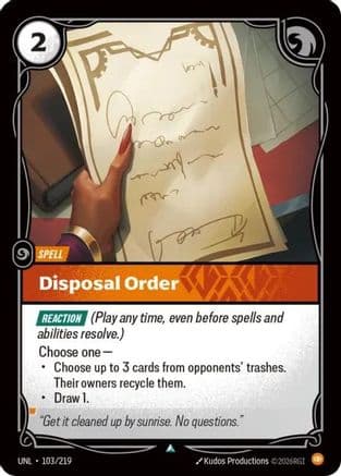 Disposal Order — Unleashed