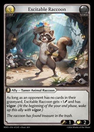 Excitable Raccoon (Curio Foil) — Radiant Origins