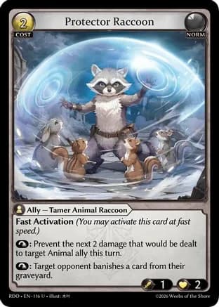 Protector Raccoon (Curio Foil) — Radiant Origins