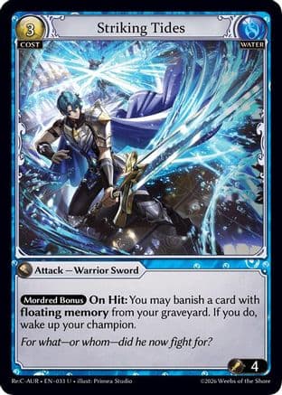 Striking Tides — Mordred Re: Collection, Aurelian Regent Grand Archive TCG card by Ilnai Hatch Cho