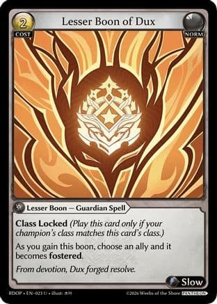 Lesser Boon of Dux — Radiant Origins: Pantheon