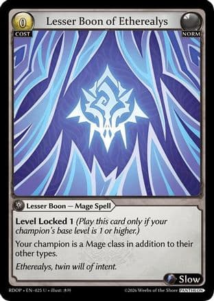 Lesser Boon of Etherealys — Radiant Origins: Pantheon