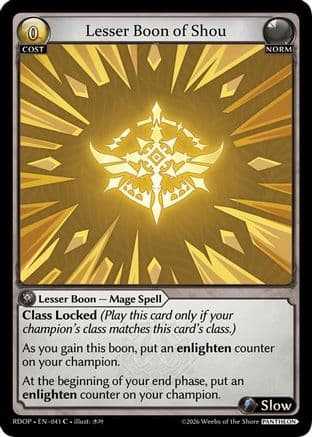 Lesser Boon of Shou — Radiant Origins: Pantheon