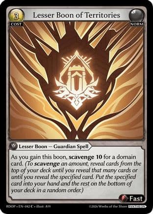 Lesser Boon of Territories — Radiant Origins: Pantheon