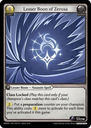 Lesser Boon of Zerusa — Radiant Origins: Pantheon