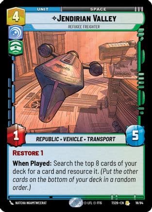 Jendirian Valley - Refugee Freighter — Twin Suns Star Wars: Unlimited card by Natcha Ngamtweerat