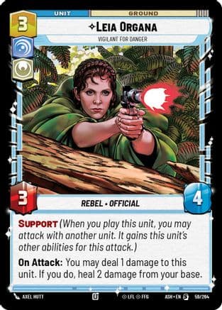 Leia Organa - Vigilant for Danger — Ashes of the Empire Star Wars: Unlimited card by David Buisán