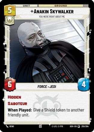 Anakin Skywalker - You Were Right About Me — Ashes of the Empire Star Wars: Unlimited card by Johnny Morrow