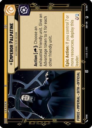 Emperor Palpatine - According to My Design — Ashes of the Empire Star Wars: Unlimited card by Johnny Morrow