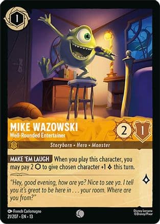 Mike Wazowski - Well-Rounded Entertainer — Attack of the Vine! Disney Lorcana card by French Carlomagno