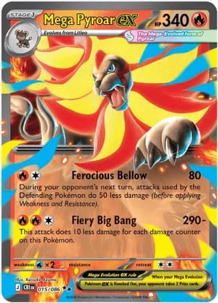 Mega Pyroar ex - 015/086 — ME04: Chaos Rising Pokémon TCG card by Keisuke Azuma