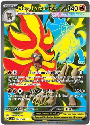 Mega Pyroar ex - 099/086 — ME04: Chaos Rising Pokémon TCG card by Keisuke Azuma