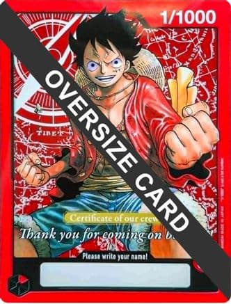 Monkey.D.Luffy (Certificate of our crew) (Oversized) — One Piece Promotion Cards