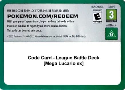Code Card - League Battle Deck [Mega Lucario ex] — Miscellaneous Cards & Products
