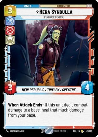 Hera Syndulla - Renegade General — Ashes of the Empire Star Wars: Unlimited card by Jessi Ochse