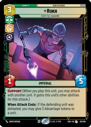 Rukh - From the Shadows — Ashes of the Empire Star Wars: Unlimited card by David Buisán
