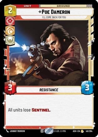 Poe Dameron - I'll Come Back For You — Ashes of the Empire Star Wars: Unlimited card by David Buisán