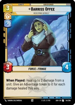 Barriss Offee - Redeeming Herself — Ashes of the Empire Star Wars: Unlimited card by Johnny Morrow