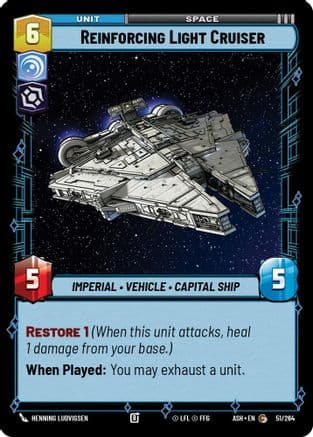 Reinforcing Light Cruiser — Ashes of the Empire Star Wars: Unlimited card by Henning Ludvigsen