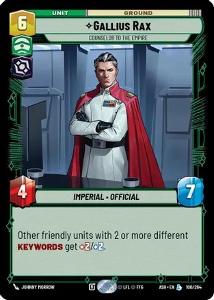 Gallius Rax - Counselor to the Empire — Ashes of the Empire Star Wars: Unlimited card by Kyle Petchock