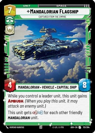 Mandalorian Flagship - Captured from the Empire — Ashes of the Empire Star Wars: Unlimited card by Kursad Karatas