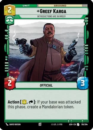 Greef Karga - Introductions are in Order — Ashes of the Empire Star Wars: Unlimited card by Reno