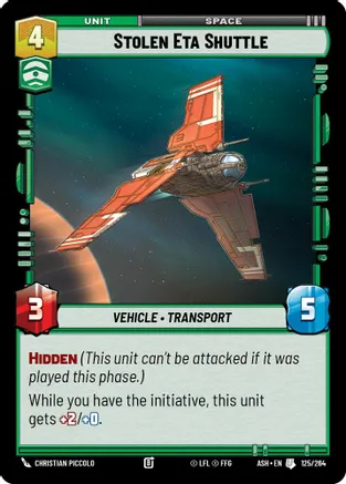 Stolen Eta Shuttle — Ashes of the Empire Star Wars: Unlimited card by Christian Piccolo
