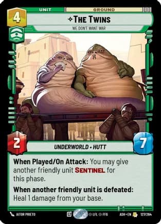 The Twins - We Don't Want War — Ashes of the Empire Star Wars: Unlimited card by Aitor Prieto