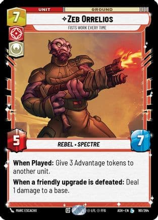 Zeb Orrelios - Fists Work Every Time — Ashes of the Empire Star Wars: Unlimited card by Envar Entertainment