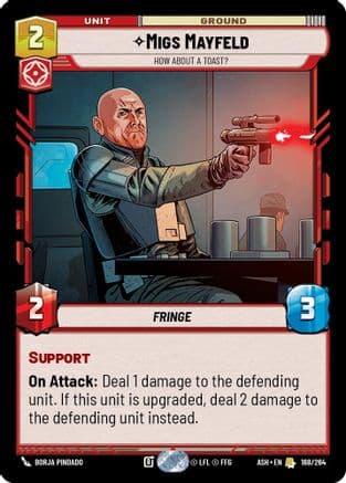 Migs Mayfeld - How About a Toast? — Ashes of the Empire Star Wars: Unlimited card by Borja Pindado