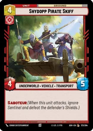 Shydopp Pirate Skiff — Ashes of the Empire Star Wars: Unlimited card by Envar Entertainment
