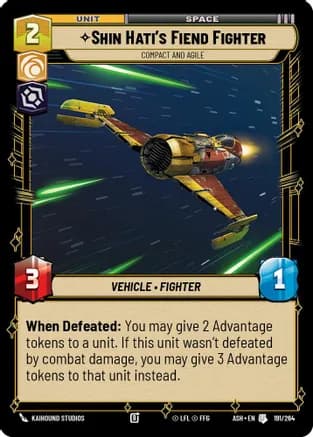 Shin Hati's Fiend Fighter - Compact and Agile — Ashes of the Empire Star Wars: Unlimited card by Kaihound Studios