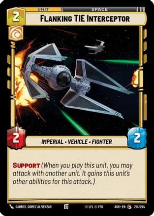 Flanking TIE Interceptor — Ashes of the Empire Star Wars: Unlimited card by Gabriel Gómez Almenzar