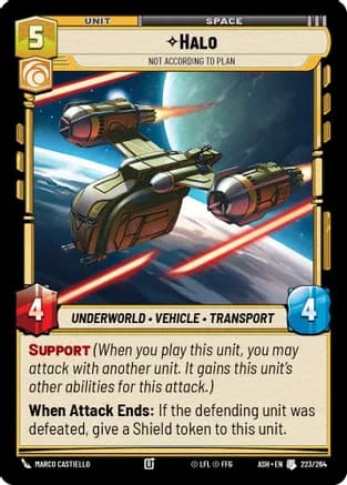 Halo - Not According to Plan — Ashes of the Empire Star Wars: Unlimited card by Marco Castiello