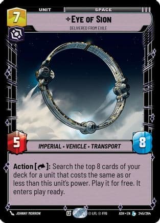 Eye of Sion - Delivered from Exile — Ashes of the Empire Star Wars: Unlimited card by Eric Hibbeler