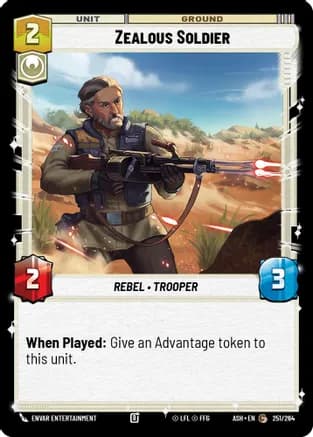Zealous Soldier — Ashes of the Empire Star Wars: Unlimited card by Envar Entertainment