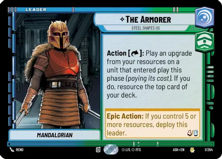 The Armorer - Steel Shapes Us — Ashes of the Empire Star Wars: Unlimited card by Kyle Petchock