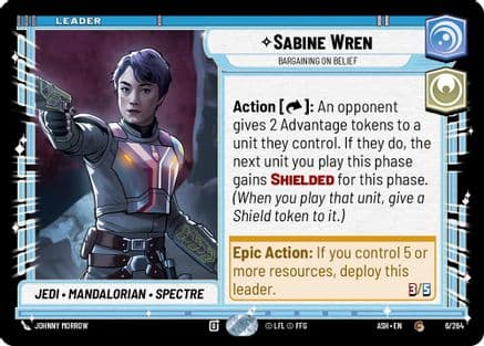 Sabine Wren - Bargaining on Belief — Ashes of the Empire Star Wars: Unlimited card by Louise Huneau