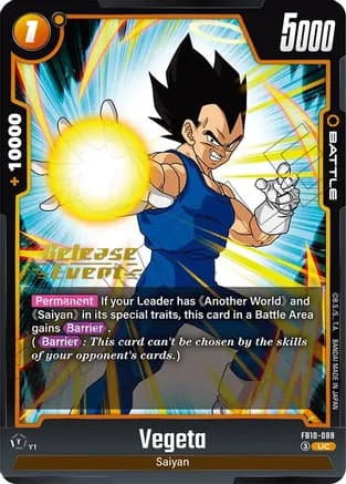 Vegeta - FB10-089 — Cross Force Release Event Cards