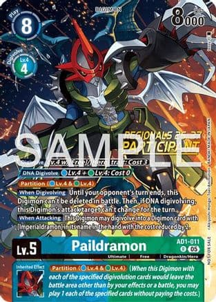 Paildramon - AD1-011 (Regionals 26-27 Season 2 Participant) — Advanced Booster Digimon Generation