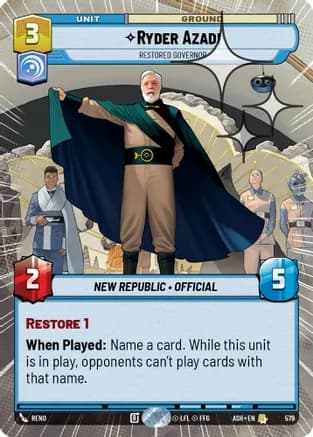 Ryder Azadi - Restored Governor (Hyperspace Foil) — Ashes of the Empire